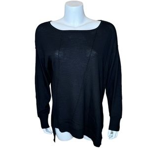 Eileen Fisher Fine Merino Wool Knit Sweater XL Asymmetric Hem Bateau